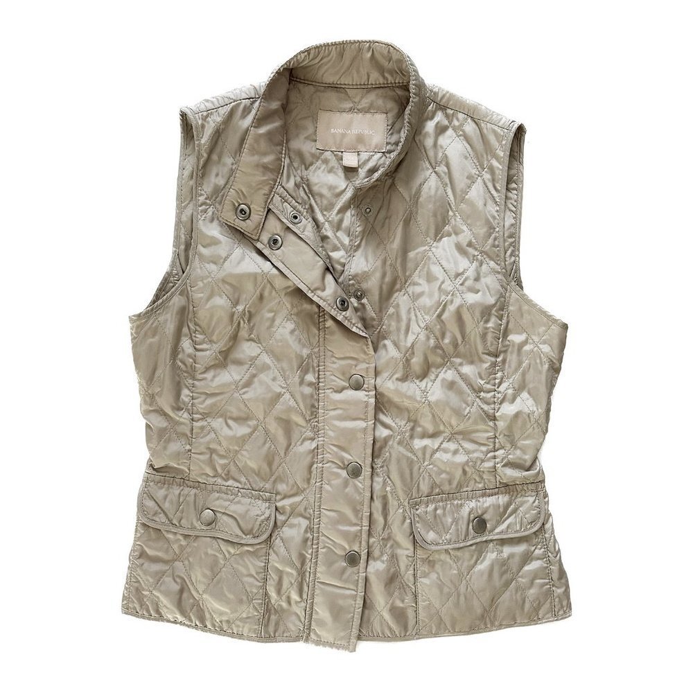 BANANA REPUBLIC Lightweight Quilted Vest - Tan‎ - Size XS
